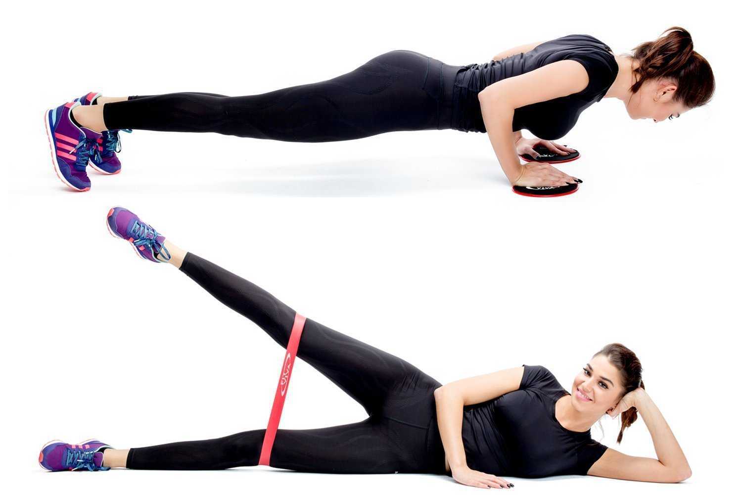 Упражнения с фитнес резинкой - виды тренировок для ног, рук, спины, ягодиц и пресса